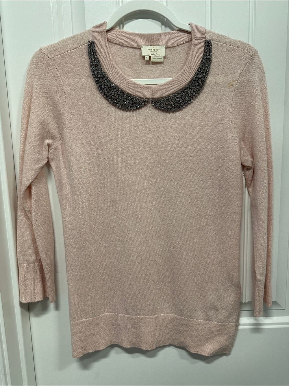 kate spade Peter Pan Beaded Collar Sweater in Light Pink